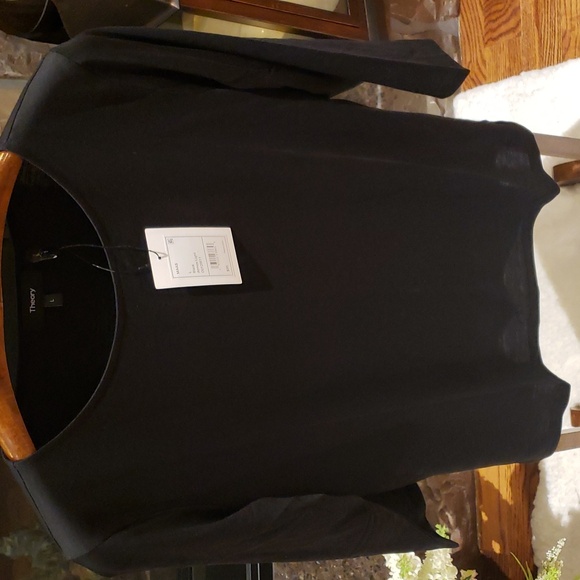 Nwt Theory large black tshirt top 3/4 long sleeve - Picture 5 of 10